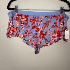 Anthropologie Shorts Women Extra Large Blue Red Floral Micro Sleep Shorts Pajama